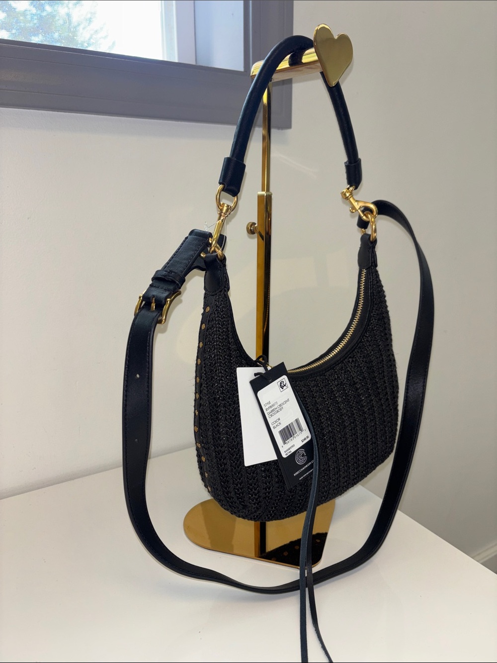 Rebecca Minkoff Darren Crescent Crossbody Bag Black Purse studded RYFBD072 NWT - Picture 3 of 11